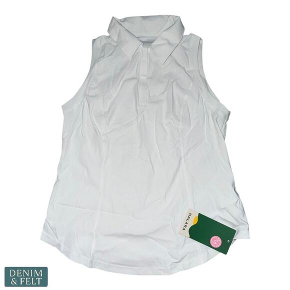 Halara Frost White Sleeveless Polo Tank Top Collared Athletic Shirt Size S NEW - Picture 1 of 5